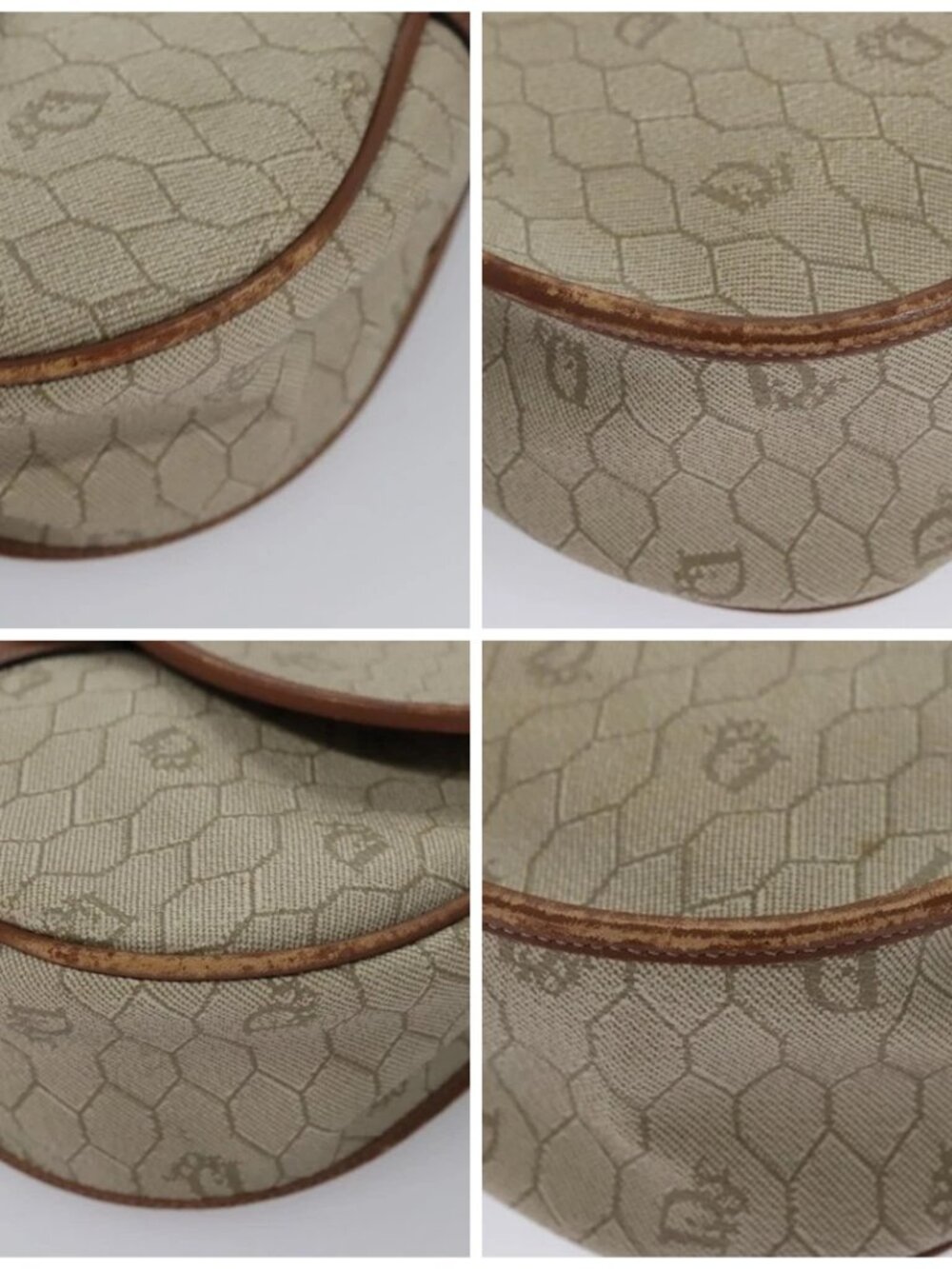 Christian Dior Honeycomb Canvas Shoulder Bag PVC Leather Beige Auth bs23056 - Picture 15 of 15